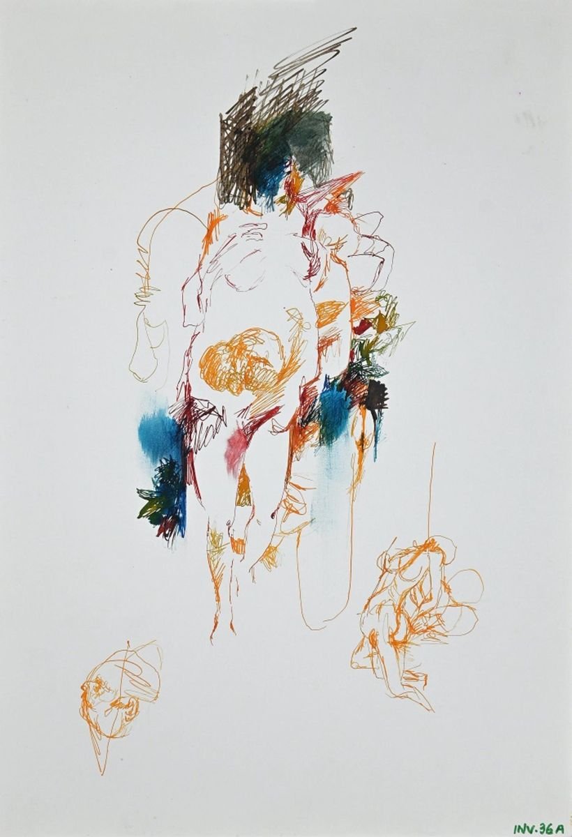 Leo Guida, Nudes, Original Ink Drawing and Watercolor, 1970s