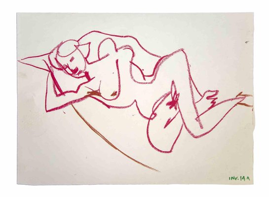 Leo Guida, Reclined Nude, Drawing, 1970s-ZCI-993329