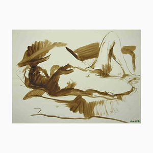 Leo Guida, Reclined Nude, Original Ink & Watercolor, 1970s-ZCI-1379286