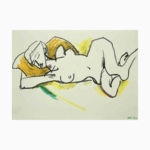 Leo Guida, Reclined Nude, Original Oil Pastel Drawing, 1970s-ZCI-1379284