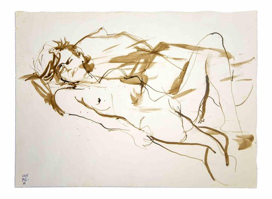 Leo Guida, Reclined Nude, Original Watercolor on Paper, 1970s-ZCI-996251