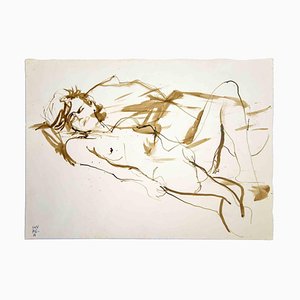 Leo Guida, Reclined Nude, Original Watercolor on Paper, 1970s-ZCI-996251