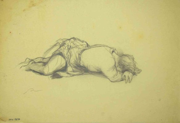 Leo Guida, Reclined Woman, Original Pencil Drawing, 1970s-ZCI-1379235