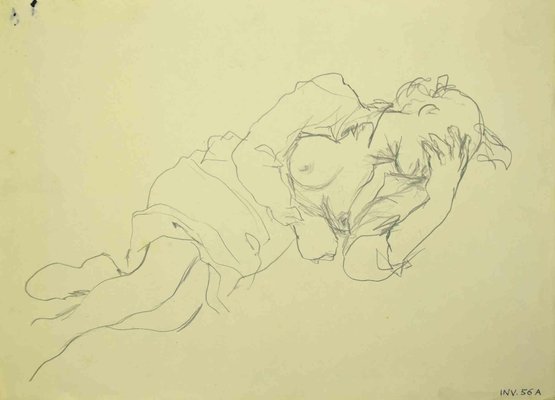 Leo Guida, Reclined Woman, Original Pencil Drawing, 1970s-ZCI-1379233