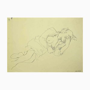 Leo Guida, Reclined Woman, Original Pencil Drawing, 1970s-ZCI-1379233