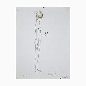 Leo Guida, Standing Girl, Original Ink Drawing by Leo Guida, 1970-ZCI-891005