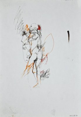 Leo Guida, Standing Male Nude, Original Ink Drawing, 1970s-ZCI-889884