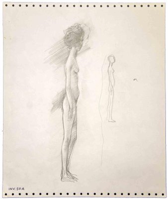 Leo Guida, Standing Nude, Pencil Drawing, 1970s-ZCI-1760686