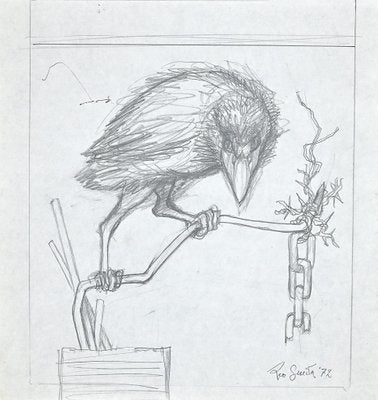 Leo Guida, The Crow, Original Pencil Drawing, 1972-ZCI-889880