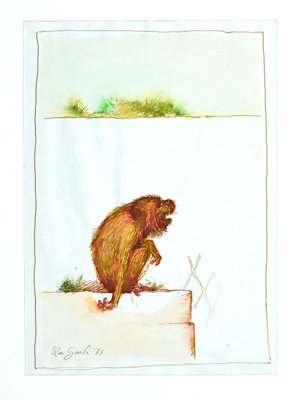 Leo Guida, The Monkey, Ink and Watercolor, 1971-ZCI-803782