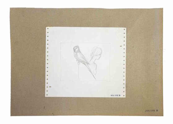 Leo Guida, The Nude and Parrot, Original Drawing, 1970s-ZCI-997304