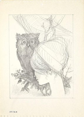 Leo Guida, The Owl and the Girl, Drawing on Paper, 1950s-ZCI-871540