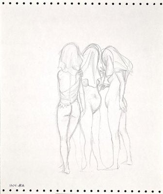 Leo Guida, Three Nude Figures, Pencil Drawing, 1970s-ZCI-900774