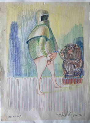 Leo Guide, Portrait, 1970, Original Drawing-ZCI-987376