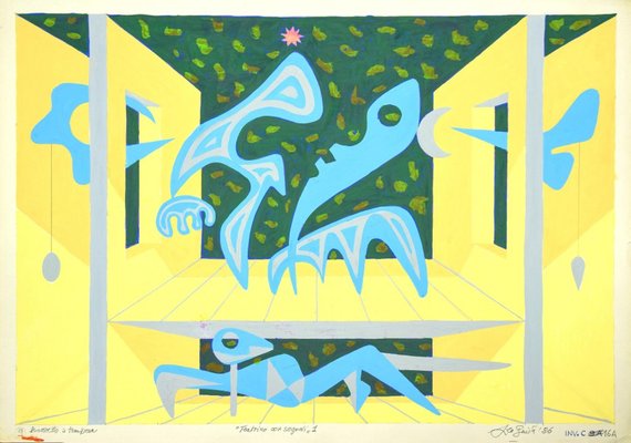 Leo Guide, Theater With Signals 1, Tempera, 1986-ZCI-871044