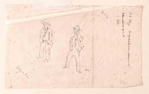 Leo Longanesi, Figures, Original Pen Drawing, Mid-20th-Century-ZCI-1163244