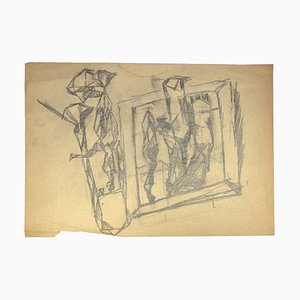 Leon Aubert, Figures, Pencil Drawing, Early 20th Century-ZCI-827750