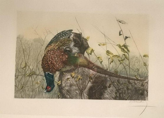 Léon Danchin, English Setter and Partridge, 1920s, Colored Lithograph-BA-658387