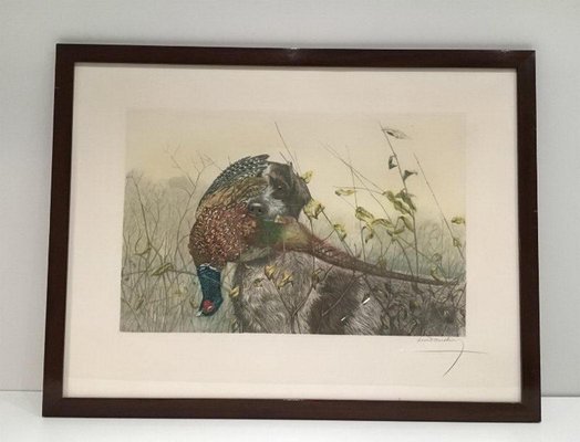 Léon Danchin, English Setter and Partridge, 1920s, Colored Lithograph-BA-658387