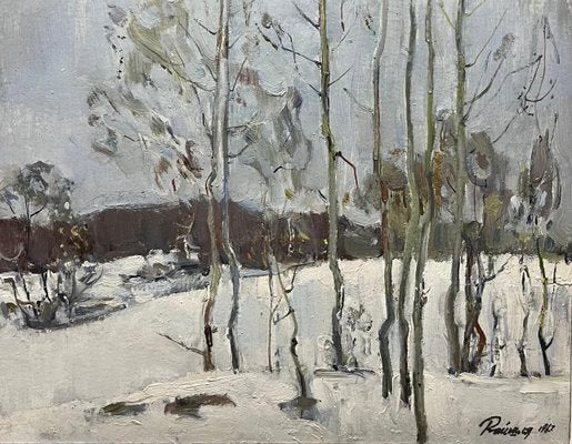 Leonid Vaichilia, Birches in the Woods, 1967, Oil Painting, Framed-QUE-1397933