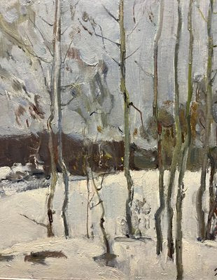 Leonid Vaichilia, Birches in the Woods, 1967, Oil Painting, Framed-QUE-1397933