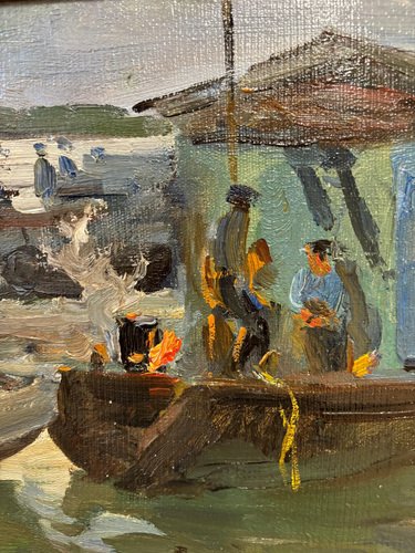 Leonid Vaichilia, Fishermen, Oil on Canvas, 1973