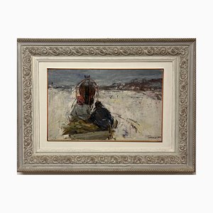 Leonid Vaichilia, Sled in the Snow, Oil Painting, 1974, Framed-QUE-1406957