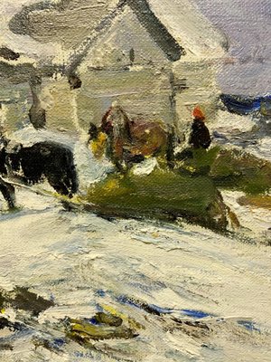 Leonid Vaichlia, Horses in the Yard, 1967, Oil on Canvas-QUE-943974