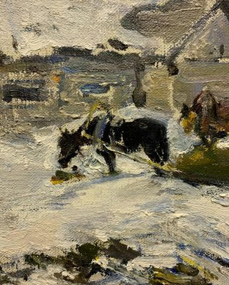 Leonid Vaichlia, Horses in the Yard, 1967, Oil on Canvas-QUE-943974