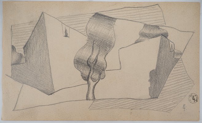 Léopold Survage, Cubist Landscape, Original Drawing-KHH-1267528