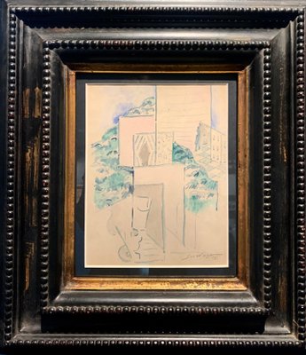 Léopold Survage, Paysage Cubiste, 1915, Watercolor on Paper, Framed-QUE-1114107