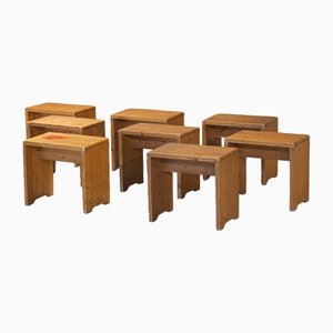 Les Arcs 1600 Stools by Charlotte Perriand, Set of 8-LA-1286853