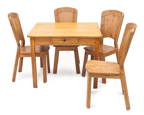 Les Arcs Dining Table and Chairs attributed to Charlotte Perriand, 1960s, Set of 5-JCN-1811779