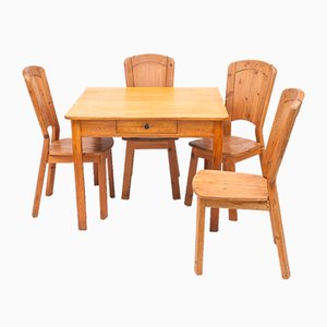 Les Arcs Dining Table and Chairs attributed to Charlotte Perriand, 1960s, Set of 5-JCN-1811779