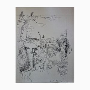 Les bergers Drawing by Gaston Barret-KHH-544919