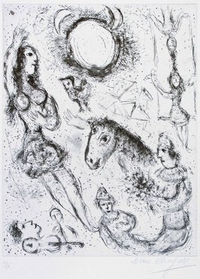 Les Danseurs à la Lune - Original Etching by Marc Chagall - 1967 1967-ZCI-756385