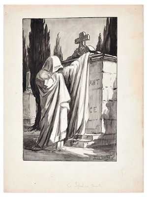 Les Sepulcres Secrets - Ink and Watercolor Drawing by Jean Torthe - Mid 1900 Mid 20th Century-ZCI-757304