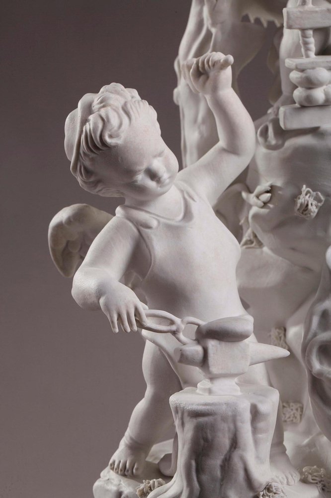 Les Travaux des Amours, Sculpture in Biscuit Porcelain, France