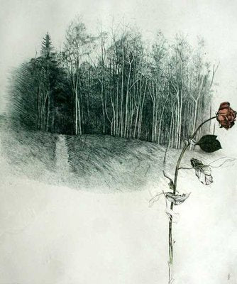 Leszek Rózga ,March Landscape with a Rose, 1987, Etching on Paper-XHG-1073723