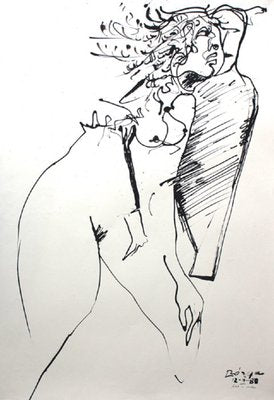 Leszek Rózga, Nude in Motion, 1988, Ink on Paper-XHG-1073727