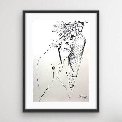 Leszek Rózga, Nude in Motion, 1988, Ink on Paper-XHG-1073727