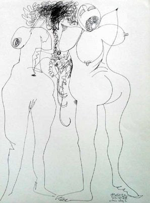 Leszek Rózga, Two Nudes, 1986, Pen on Paper-XHG-1073726