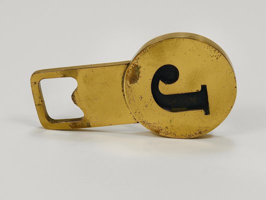 Letter J Initials Brass Bottle Opener #4919 attributed to Carl Auböck, Vienna, 1960s-MWV-2026481