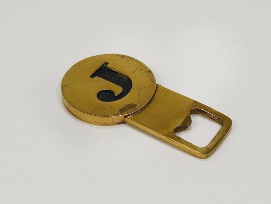 Letter J Initials Brass Bottle Opener #4919 attributed to Carl Auböck, Vienna, 1960s-MWV-2026481