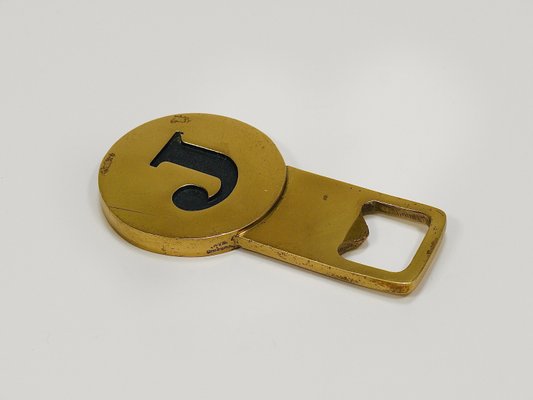 Letter J Initials Brass Bottle Opener #4919 attributed to Carl Auböck, Vienna, 1960s-MWV-2026481