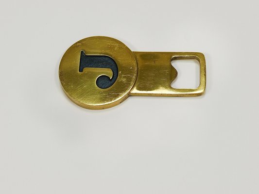 Letter J Initials Brass Bottle Opener #4919 attributed to Carl Auböck, Vienna, 1960s-MWV-2026481