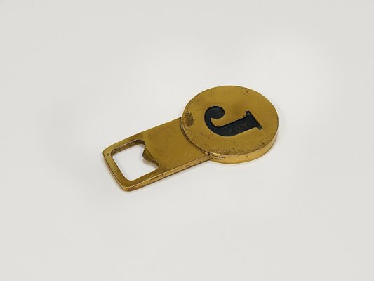 Letter J Initials Brass Bottle Opener #4919 attributed to Carl Auböck, Vienna, 1960s-MWV-2026481