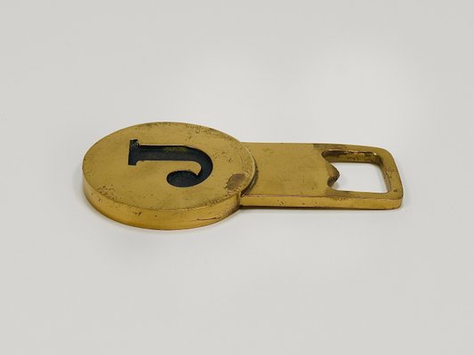 Letter J Initials Brass Bottle Opener #4919 attributed to Carl Auböck, Vienna, 1960s-MWV-2026481