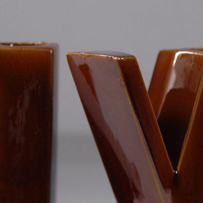 Letter-Shaped Glazed Ceramic Vases, Belgium, 1950s, Set of 3-GIW-1453062