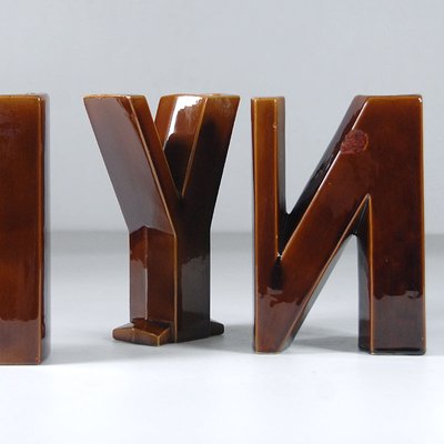 Letter-Shaped Glazed Ceramic Vases, Belgium, 1950s, Set of 3-GIW-1453062